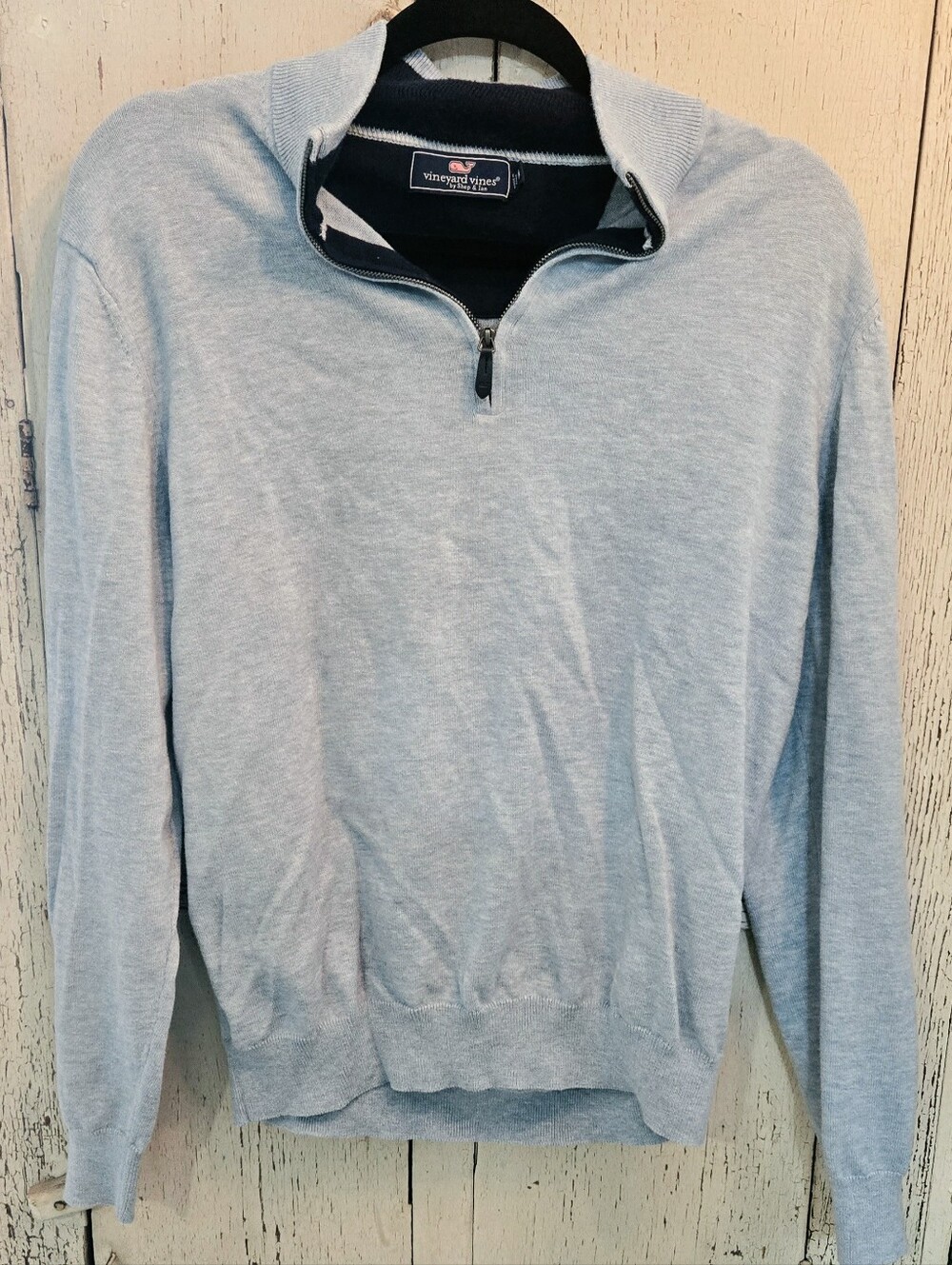 Vineyard Vines Men's Cotton Silk Quarter Zip Sweater Light Blue Size M